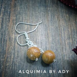 SIMPLE 🪬 JASPER 🐚 Silver and Brown Earrings